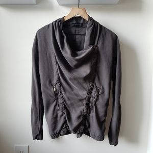 Wrap jacket with zipper and pockets